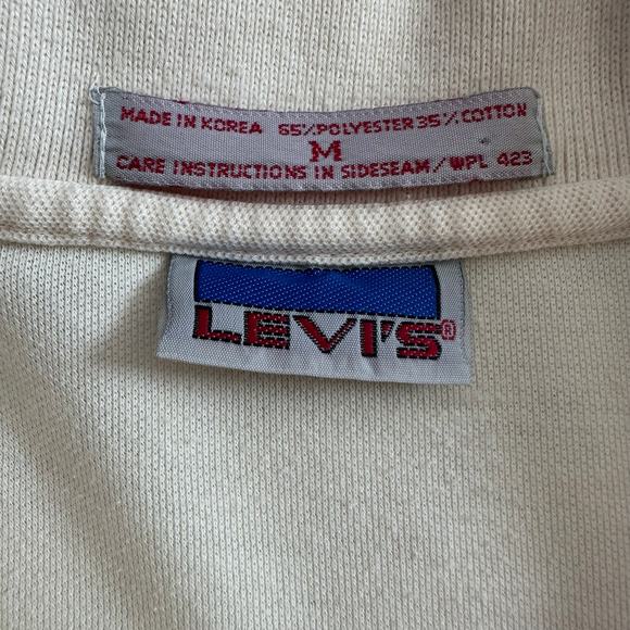 Vintage 80’s Levi’s polo medium ivory mens golf shirt long tail short sleeve - Picture 3 of 14